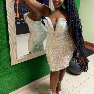 Fashion Nova Glittering White Mini Dress